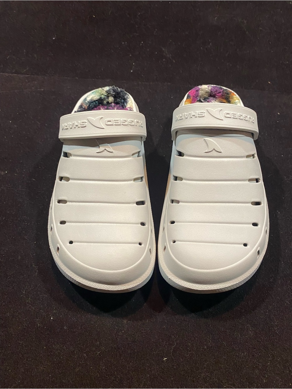 White Clog with Multicolor Lining rugged shark